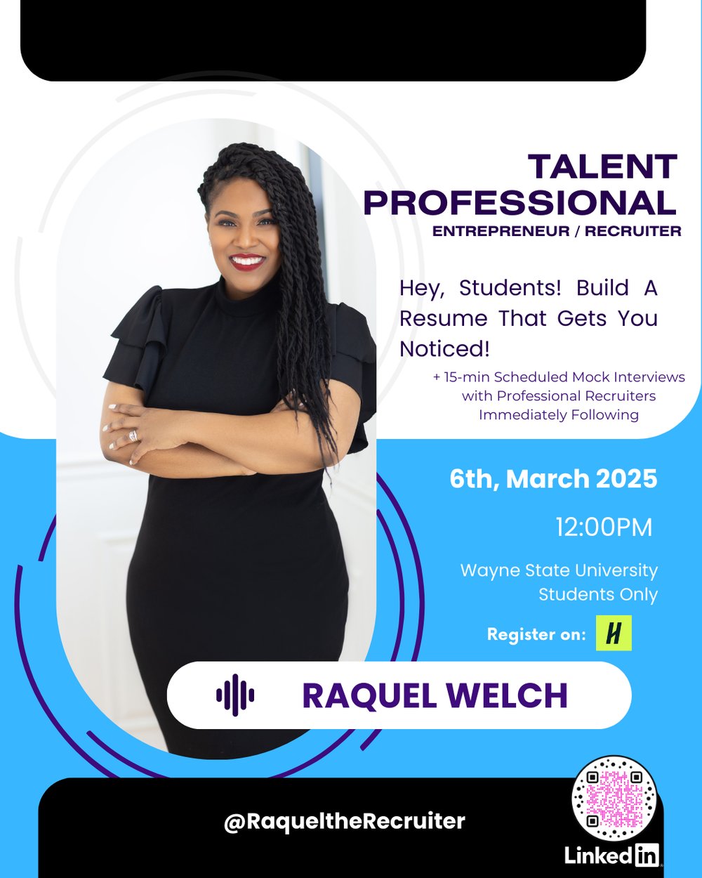 Flyer: Build a resume that gets you noticed — a session for Wayne State University students with mock interviews
